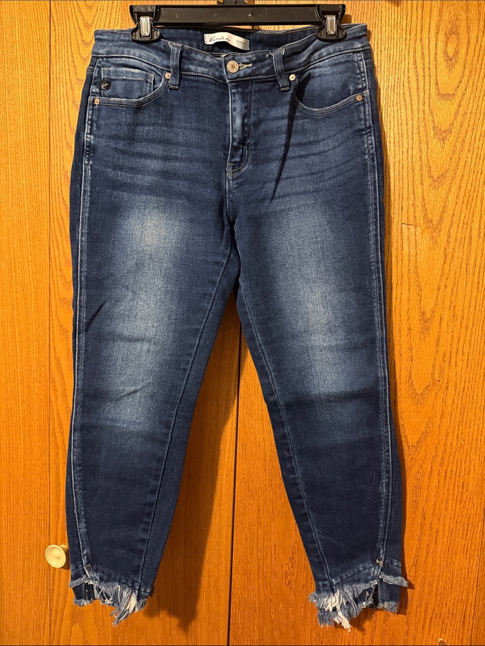 Women’s Kancan Dark Blue Frayed Hem Jeans